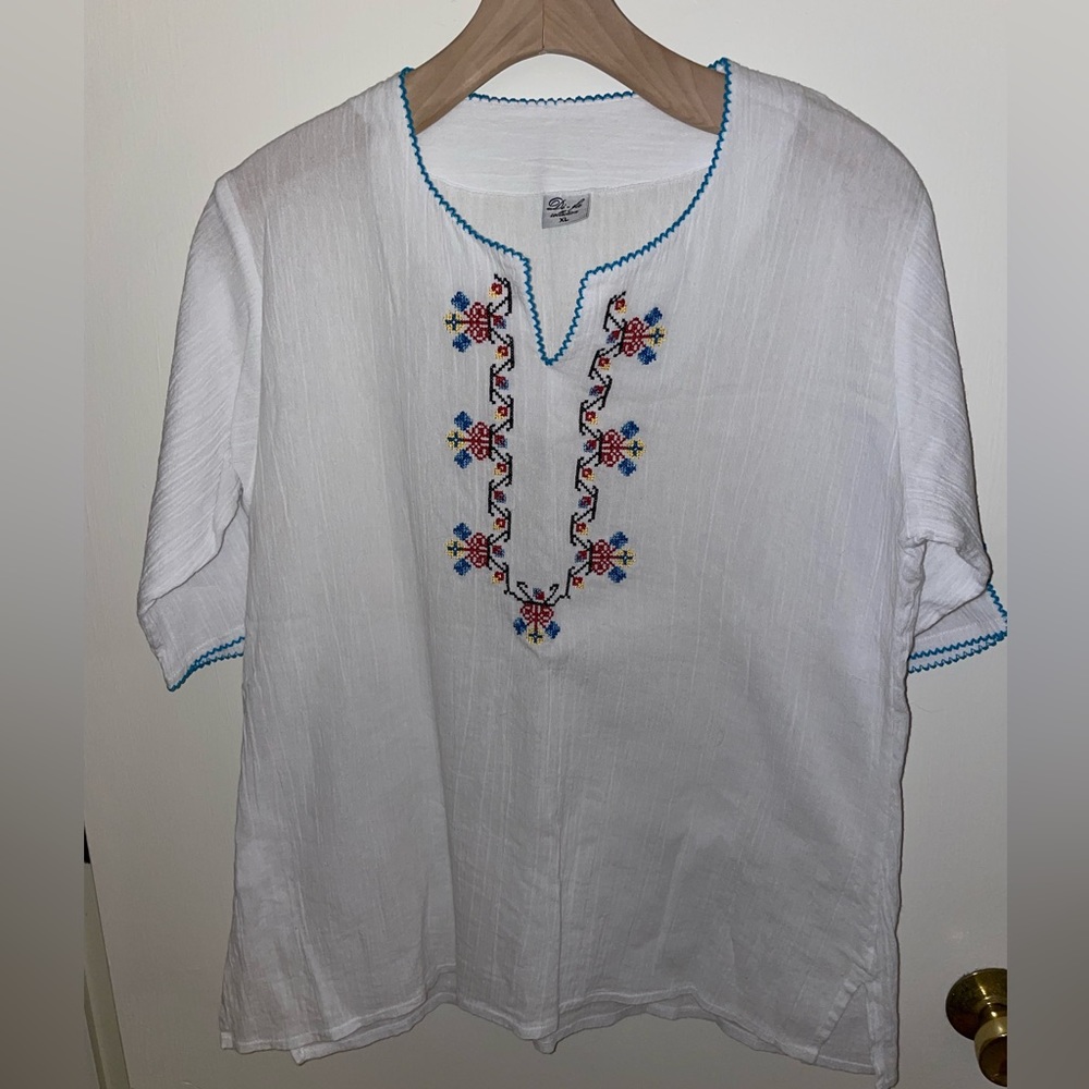 Di-Fa Turkish peasant embroidered cotton tunic, NWOT, XL
